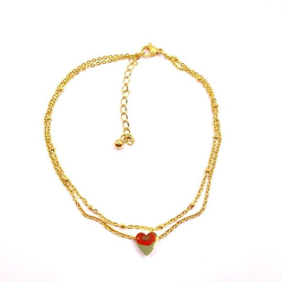 Gold layered heart ankle bracelet - Picture 1 of 4